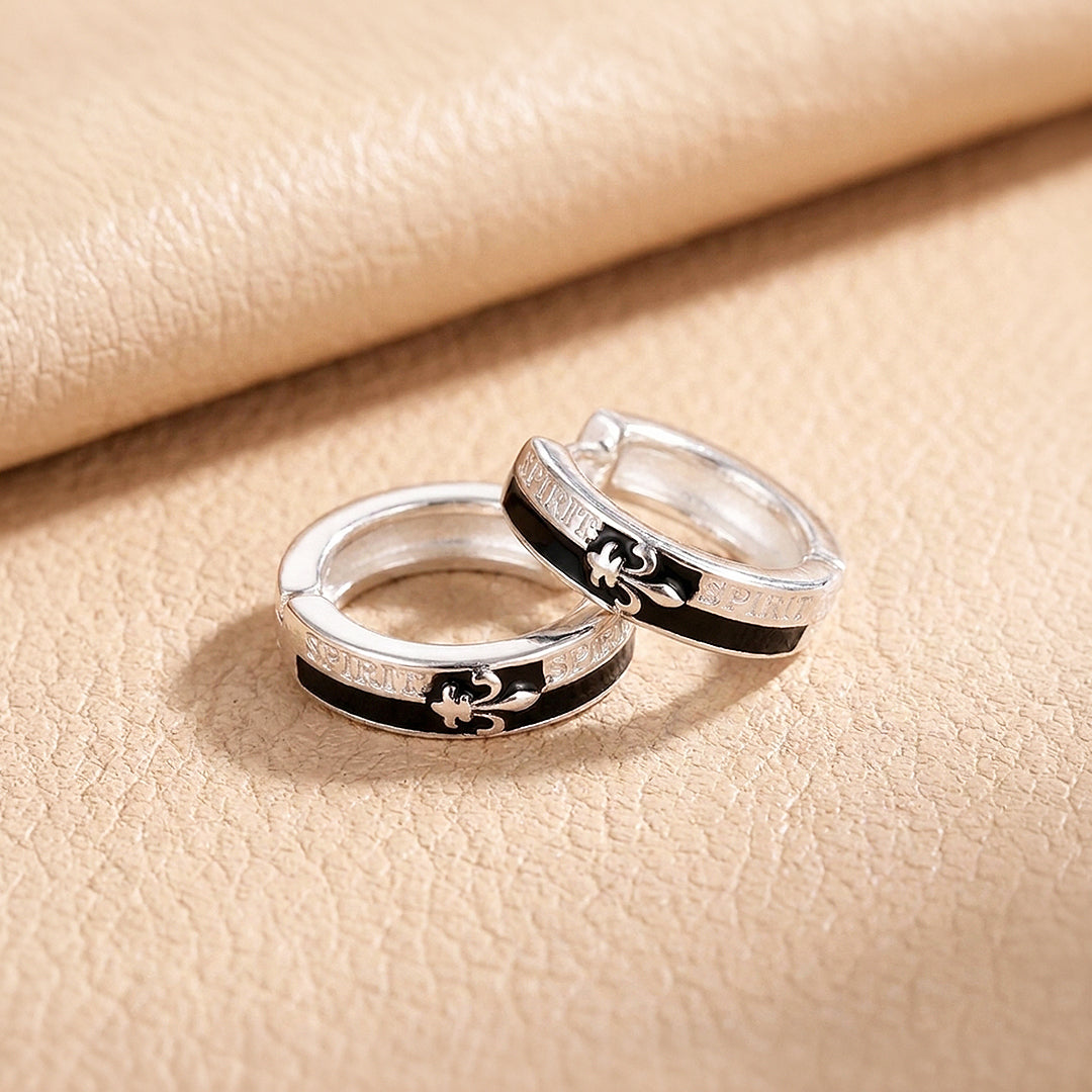 Fleur-de-Lis "Spirit" Engraved Huggie Hoop | Men&