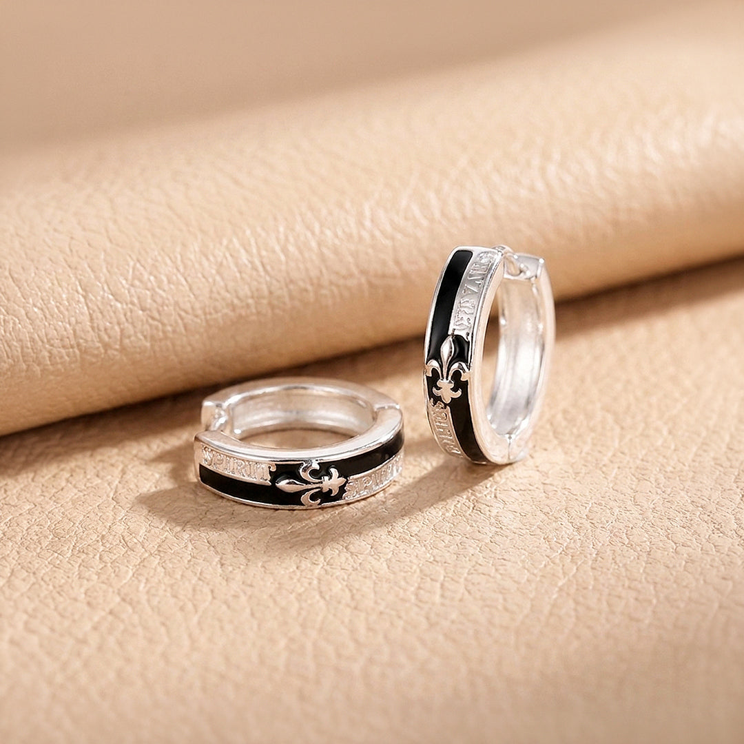 Fleur-de-Lis "Spirit" Engraved Huggie Hoop | Men&