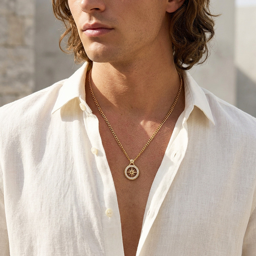 North Star Compass Pendant | Men's Necklace | MN1095