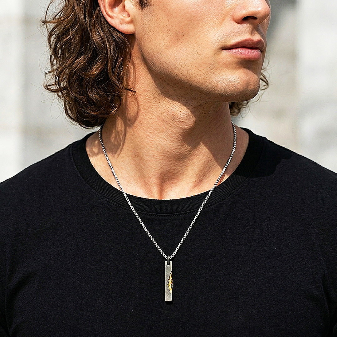 Gold Vein Bar Pendant | Men&