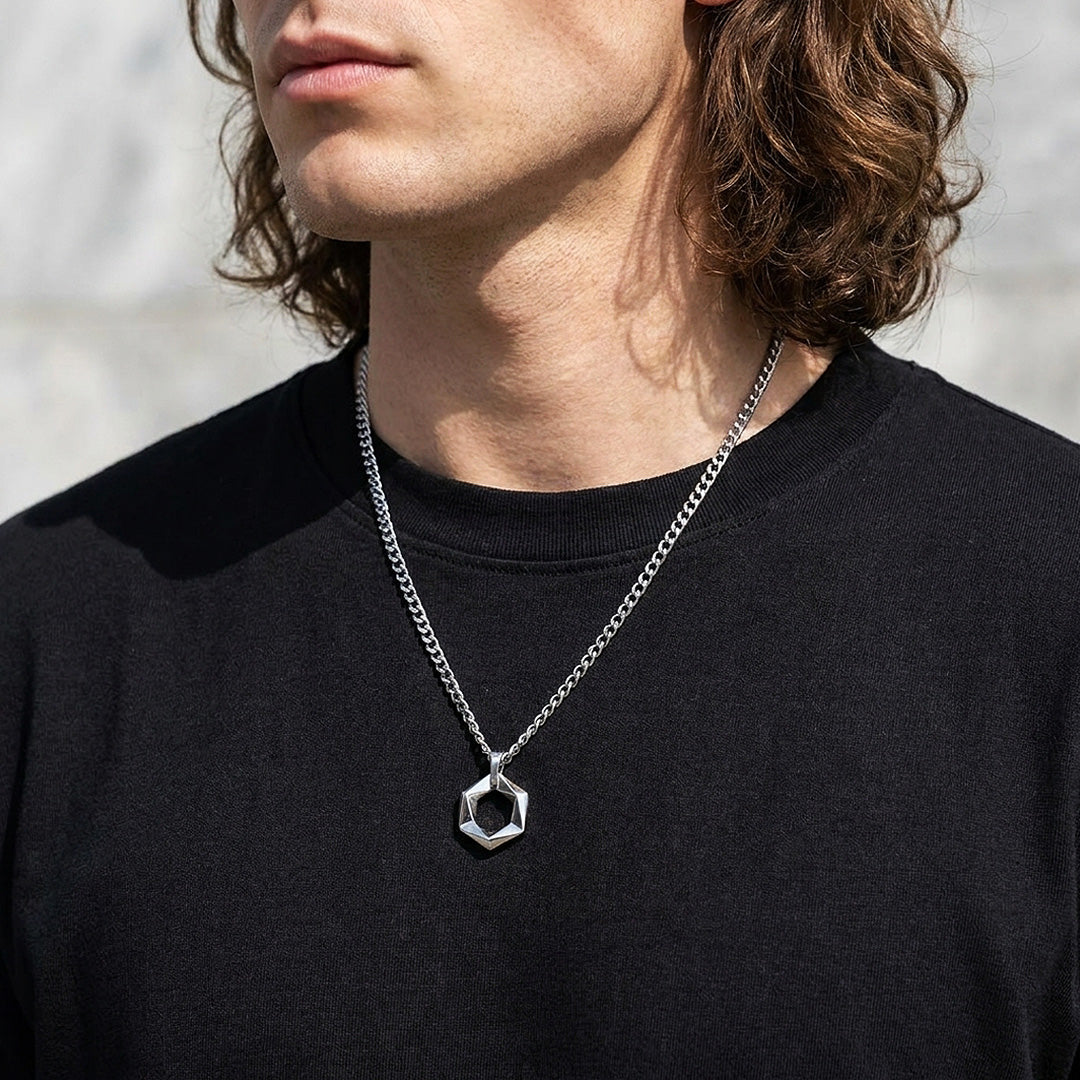 Open Hexagon Pendant | Men&