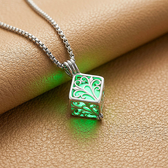 Glow in the Dark Filigree Cube Pendant | Men&