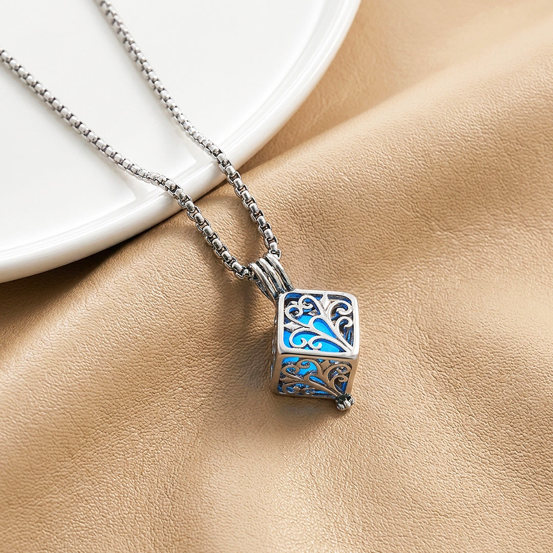 Glow in the Dark Filigree Cube Pendant | Men&