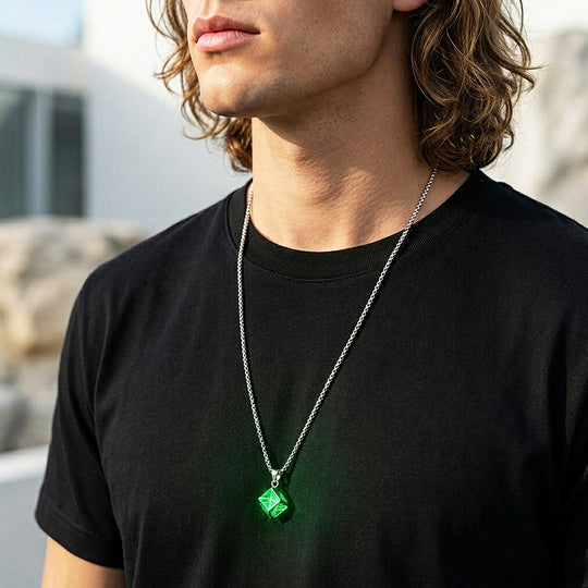 Glow in the Dark Filigree Cube Pendant | Men&