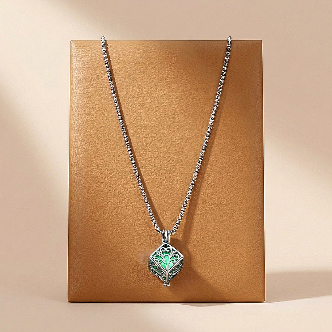 Glow in the Dark Filigree Cube Pendant | Men&