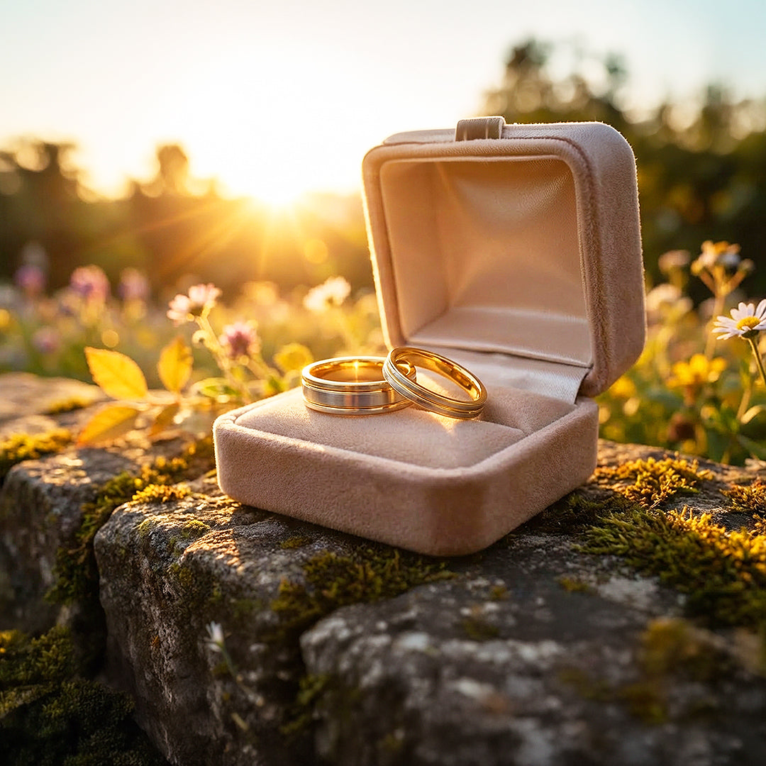 Mintage | Tungsten Couple Rings | Gold & Silver Wedding Bands