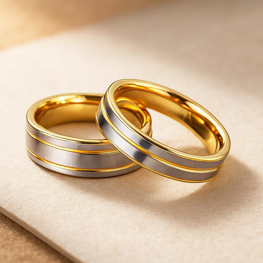 Mintage | Tungsten Couple Rings | Gold & Silver Wedding Bands