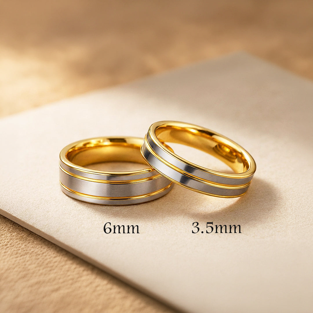 Mintage | Tungsten Couple Rings | Gold & Silver Wedding Bands