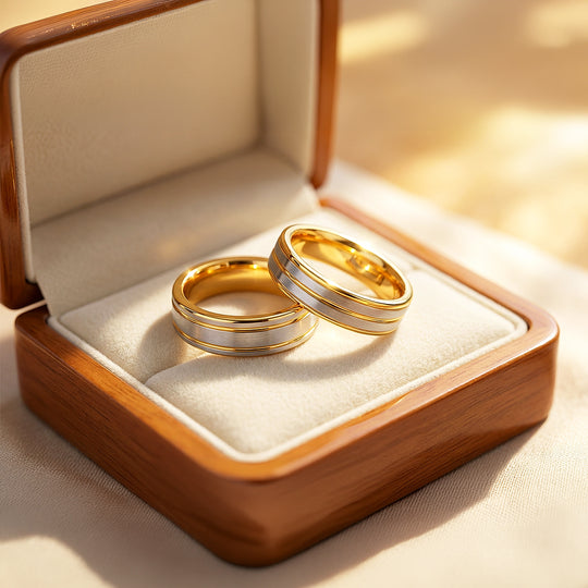 Mintage | Tungsten Couple Rings | Gold & Silver Wedding Bands