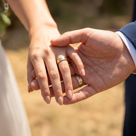 Mintage | Tungsten Couple Rings | Gold & Silver Wedding Bands