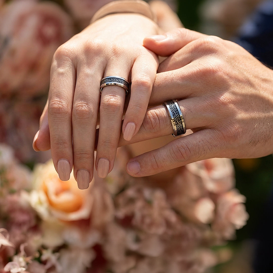 Nirvana | Tungsten Couple Rings | Silver Wedding Bands