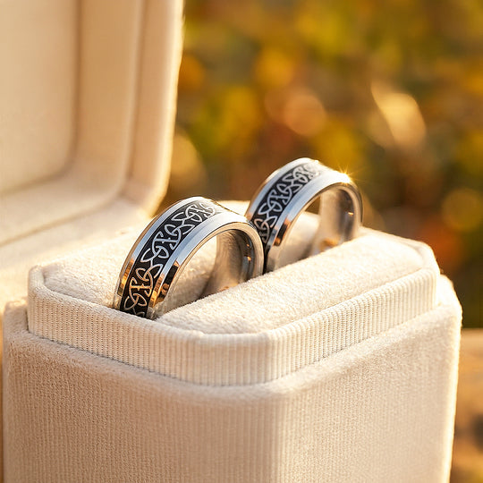 Nirvana | Tungsten Couple Rings | Silver Wedding Bands