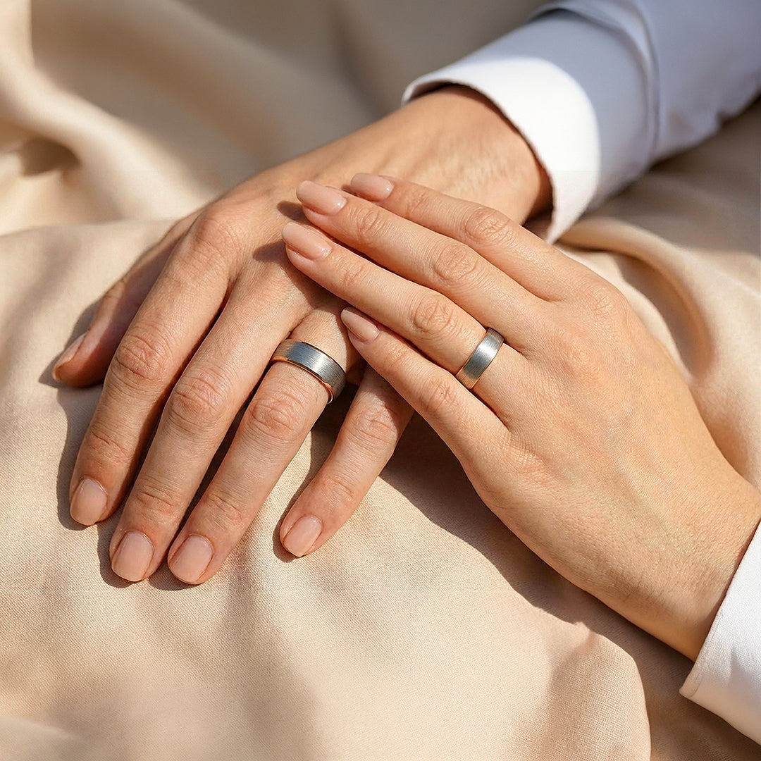 Noble | Tungsten Couple Rings | Silver Wedding Bands