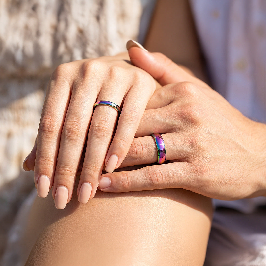 Northen Lights | Tungsten Couple Rings | Multicolour Wedding Bands