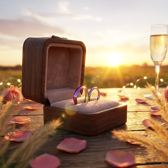 Northen Lights | Tungsten Couple Rings | Multicolour Wedding Bands