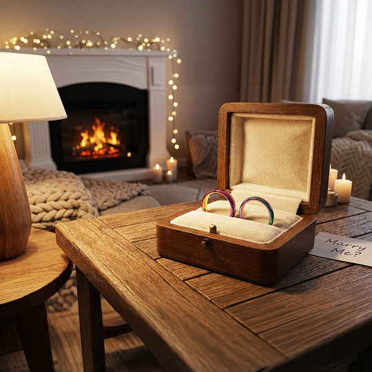 Northen Lights | Tungsten Couple Rings | Multicolour Wedding Bands