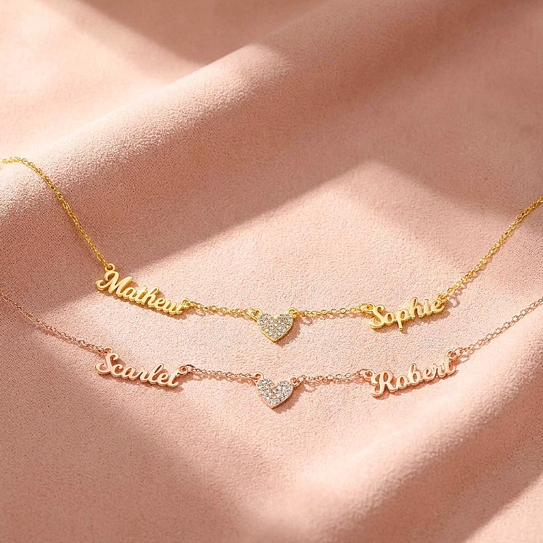 Double Name Heart Necklace | Personalised Necklace | Nova1046