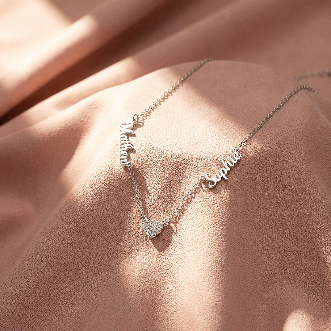 Double Name Heart Necklace | Personalised Necklace | Nova1046