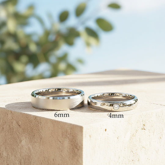 Oath | Brushed Bevelled Flat and Polished Dome Wedding Band