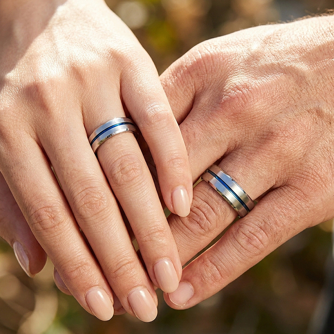 Oros | Tungsten Couple Rings | Silver Wedding Bands