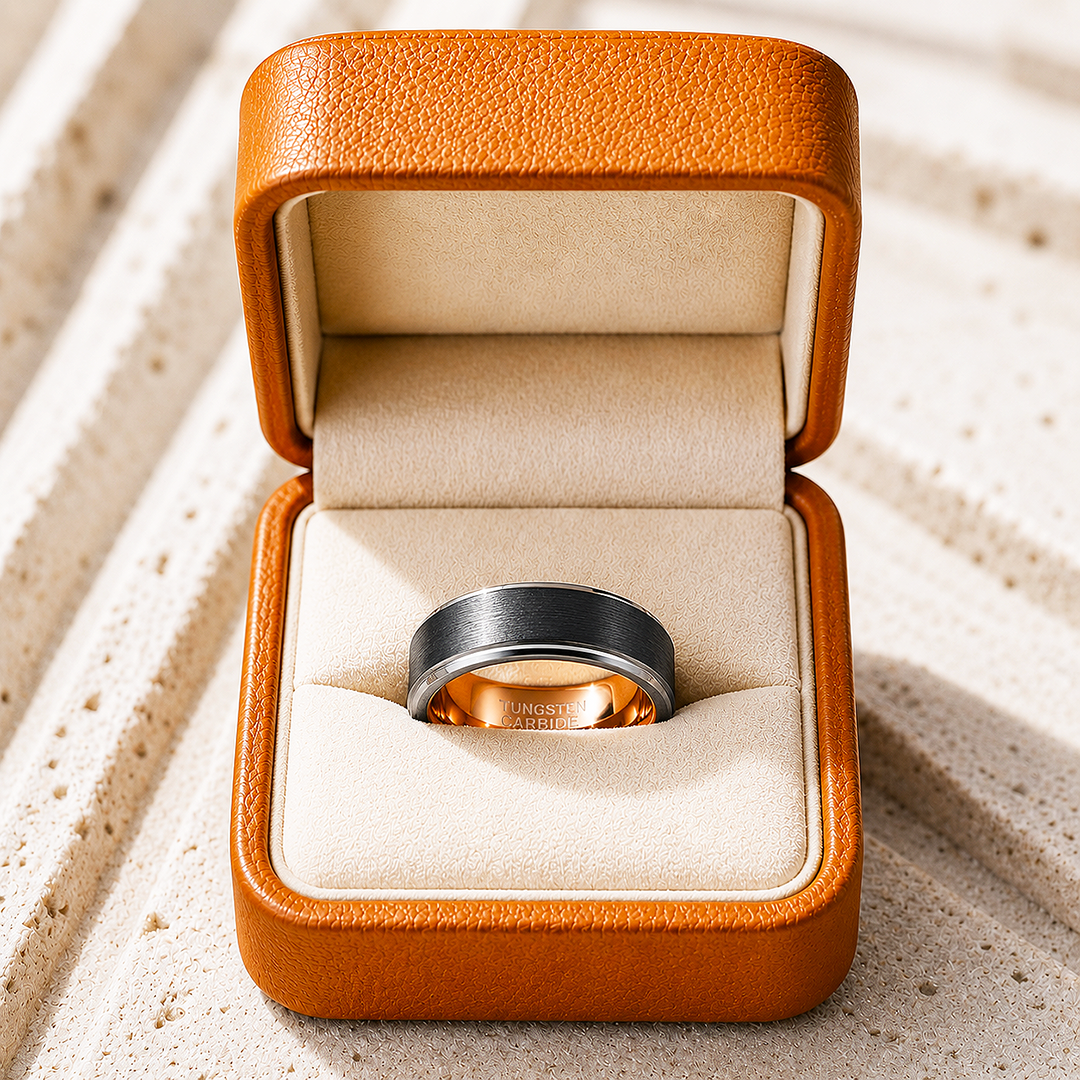 Paramour | Brushed Black Rose Gold Interior Tungsten Carbide Men&