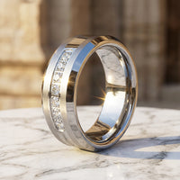 Paxton Brushed Diamond Simulant Tungsten Carbide Ring