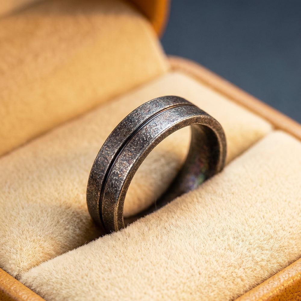Speckled Bronze Groove Ring | Men's Ring | Period - Clearance Sale❗