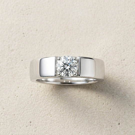 Solitaire Moissanite Men Ring | 925 Sterling Silver | PRM1002