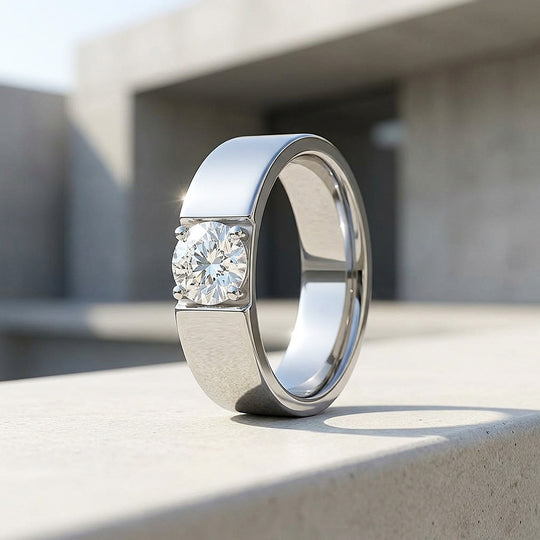 Solitaire Moissanite Men Ring | 925 Sterling Silver | PRM1002