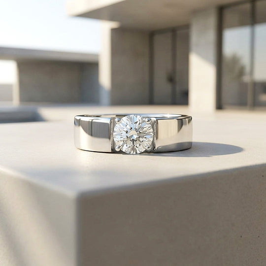 Solitaire Moissanite Men Ring | 925 Sterling Silver | PRM1002