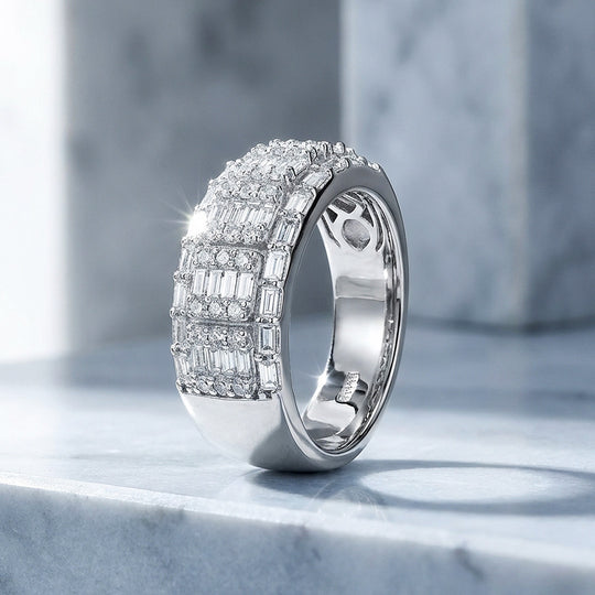 Baguette Cluster Moissanite Men Ring | 925 Sterling Silver | PRM1004
