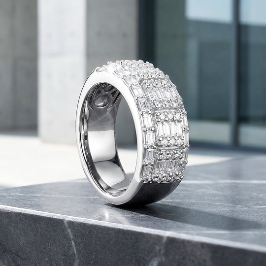 Baguette Cluster Moissanite Men Ring | 925 Sterling Silver | PRM1004