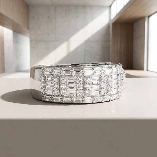 Baguette Cluster Moissanite Men Ring | 925 Sterling Silver | PRM1004