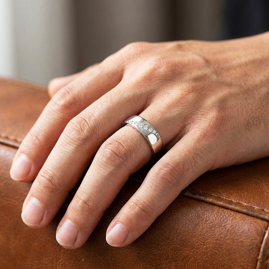 Diagonal Channel Moissanite Men Ring | 925 Sterling Silver | PRM1005