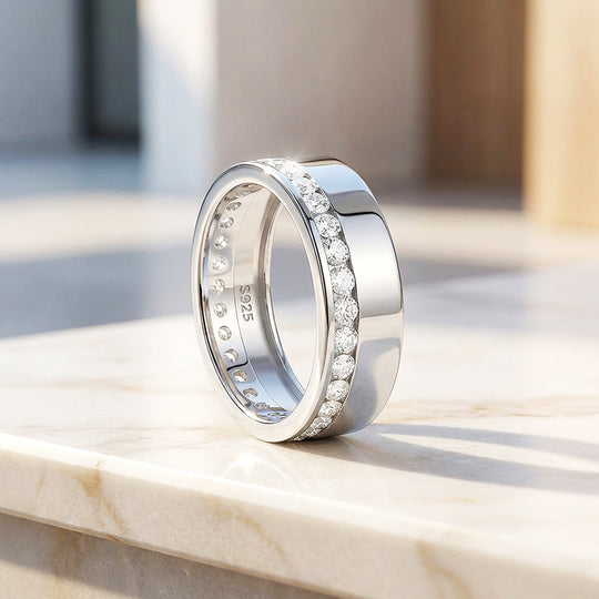 Eternity Channel Moissanite Men Ring | 925 Sterling Silver | PRM1007