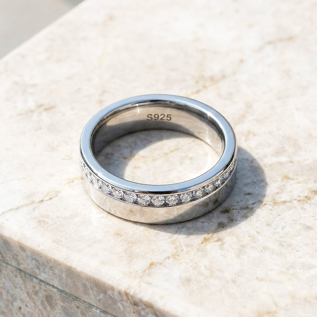 Eternity Channel Moissanite Men Ring | 925 Sterling Silver | PRM1007