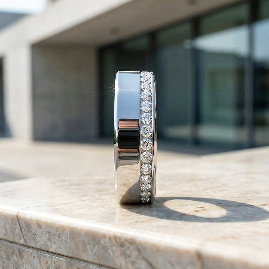 Eternity Channel Moissanite Men Ring | 925 Sterling Silver | PRM1007
