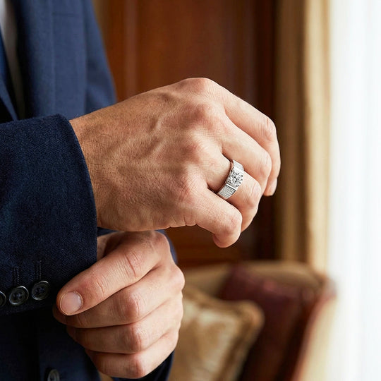 Pavé Moissanite Men Ring | 925 Sterling Silver | PRM1012