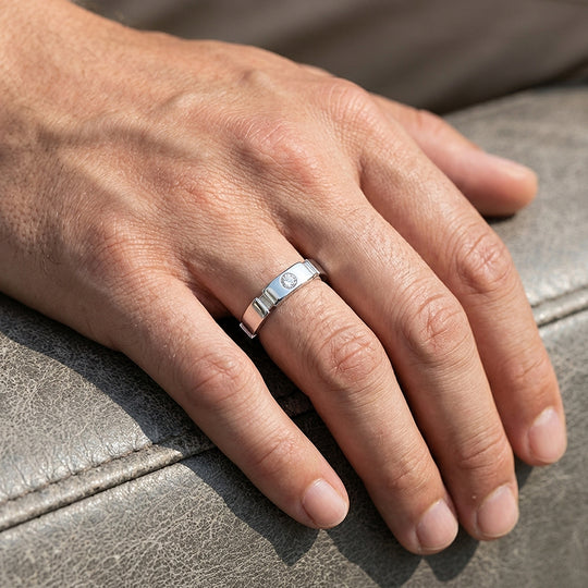 Segmented Bezel Moissanite Men Ring | 925 Sterling Silver | PRM1014