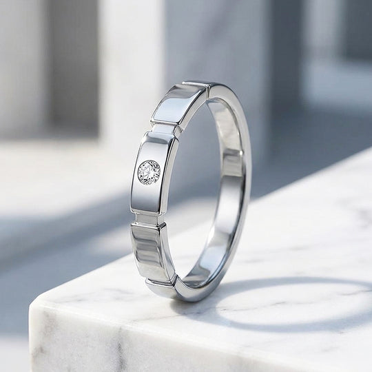 Segmented Bezel Moissanite Men Ring | 925 Sterling Silver | PRM1014