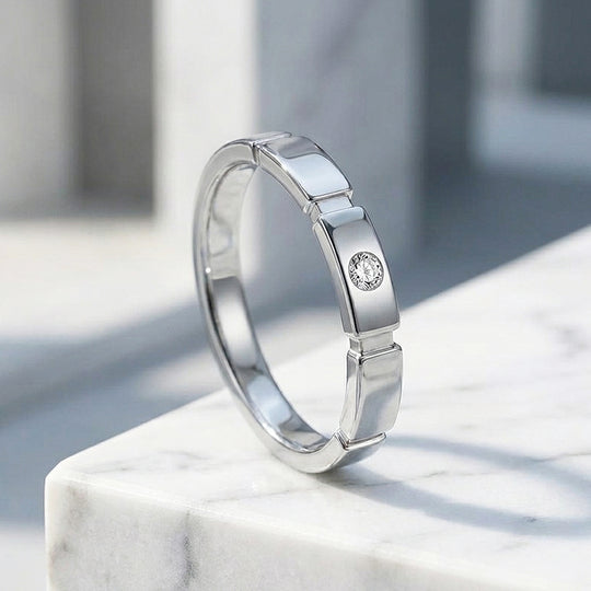 Segmented Bezel Moissanite Men Ring | 925 Sterling Silver | PRM1014