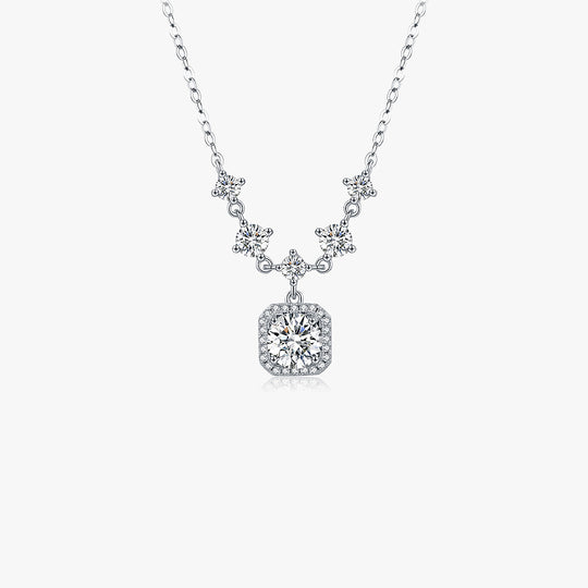 Prm2003: The Moissanite Cushion Halo Cascade Necklace