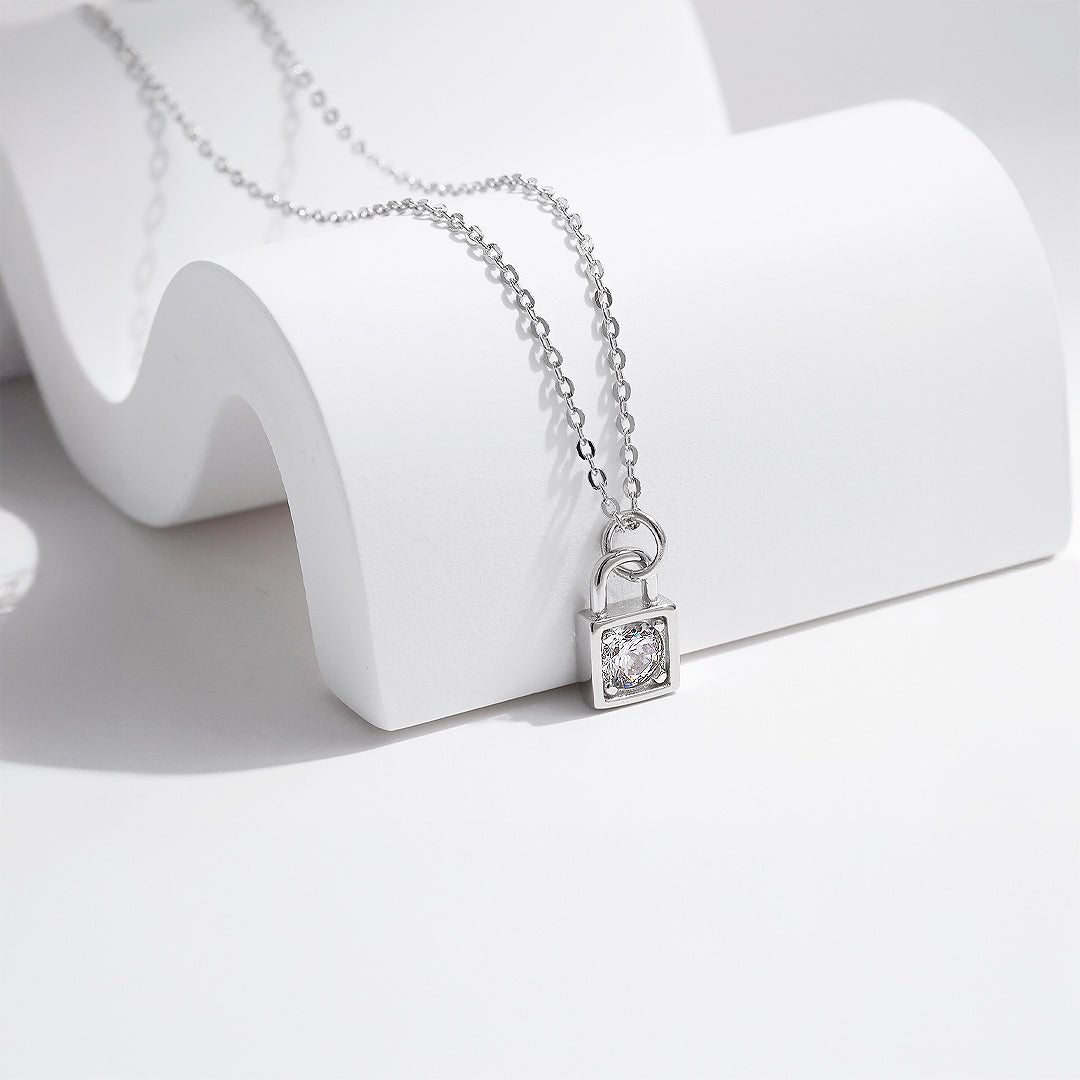 Prm2005: The Moissanite Lock of Love Necklace