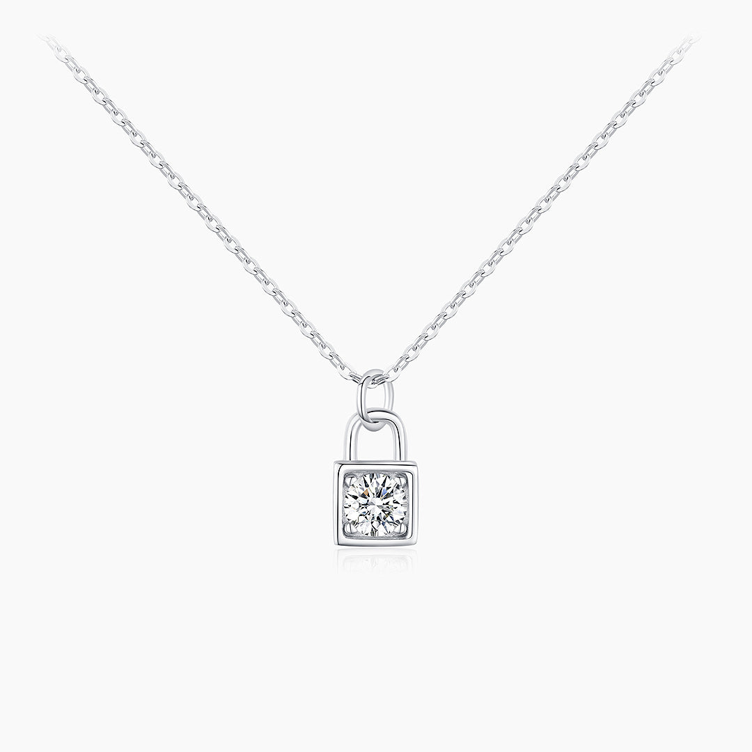 Prm2005: The Moissanite Lock of Love Necklace