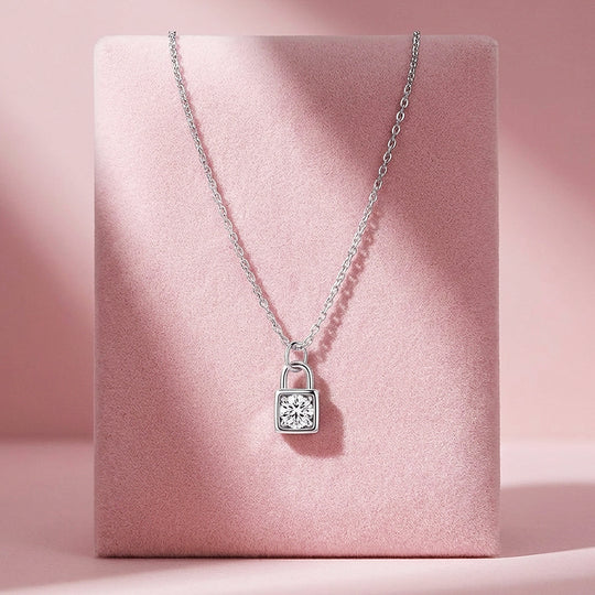 Square Locket Moissanite Solitaire Pendant Necklace | PRM2005