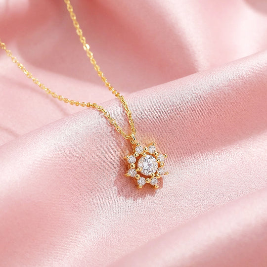 Sunburst Halo Moissanite Pendant Necklace | PRM2006