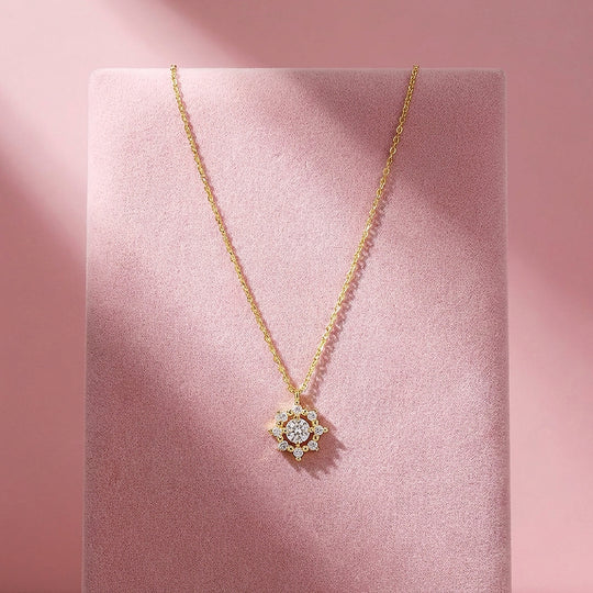 Sunburst Halo Moissanite Pendant Necklace | PRM2006