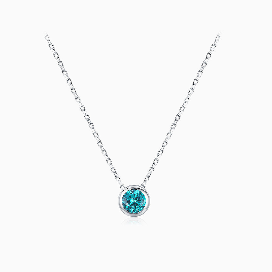 Prm2008: The Aqua Solitaire Bezel Necklace