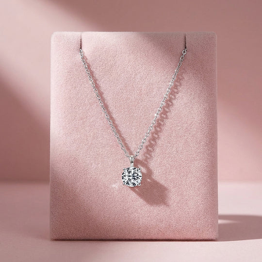 Round Brilliant Moissanite Solitaire Pendant Necklace | PRM2010