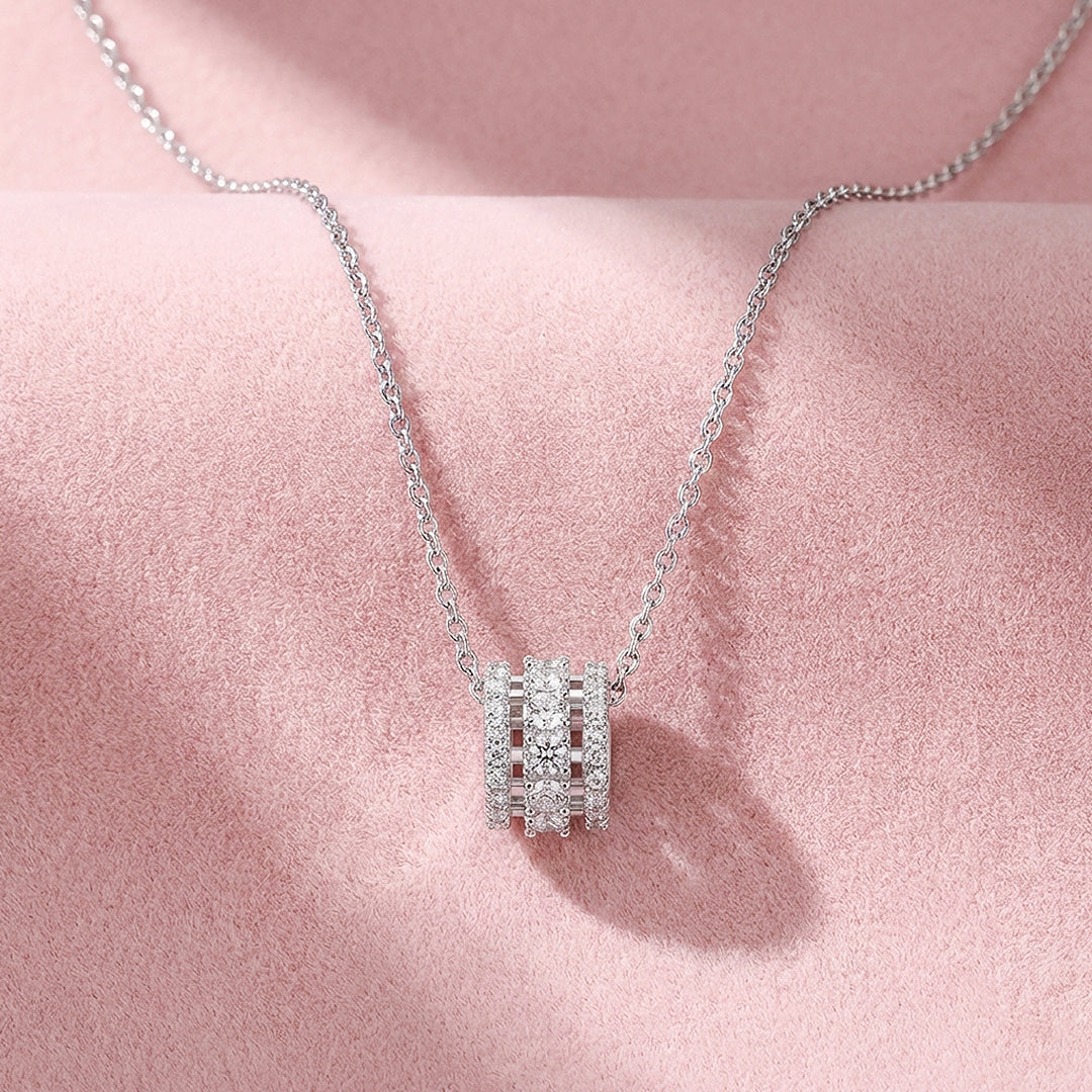 Triple-Row Pavé Cylinder Pendant Necklace | PRM2013